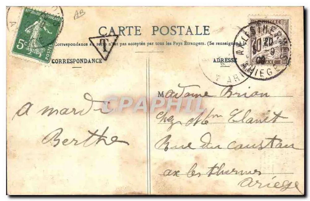 Mulher bethmalaise — Tipo de Bethmale — Editor: P. e seus filhos, Béziers - Verso