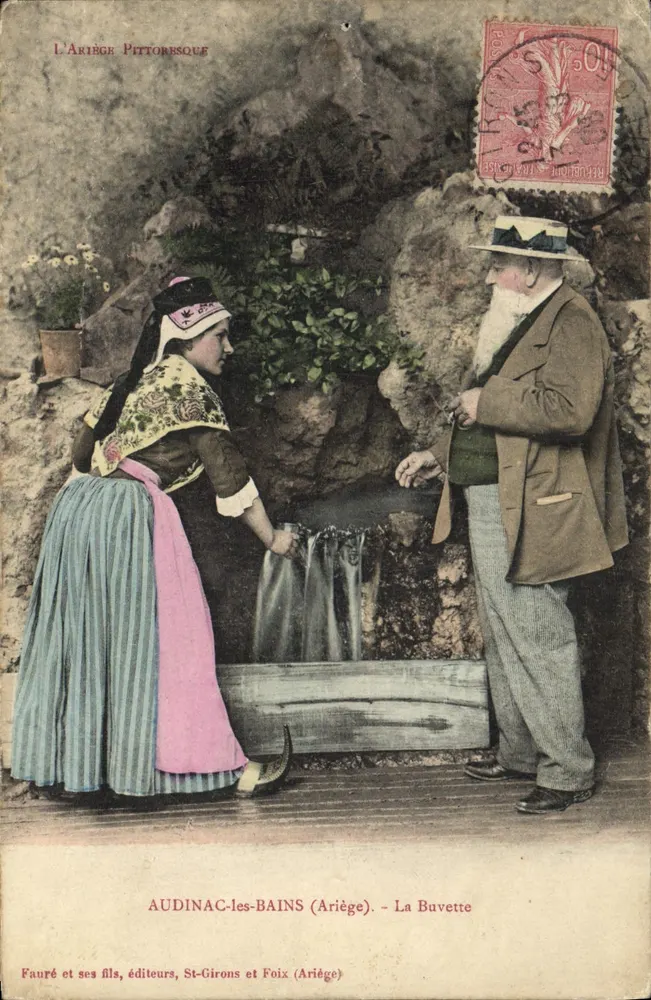 Audinac-les-Bains (Ariège) — La Buvette — Fauré et ses fils, éditeurs, St-Girons et Foix (Ariège) - Frente
