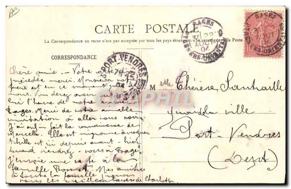 Tipos de Bethmalaises, perto de Castillon (Ariège) — editor Faunté e seus filhos, St-Girons e Folx (Ariège) — n°4 - Verso