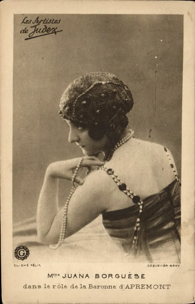Frau Juana Borguèse — in der Rolle der Baronin von Apremont — Les Artistes de Judex - Vorderseite