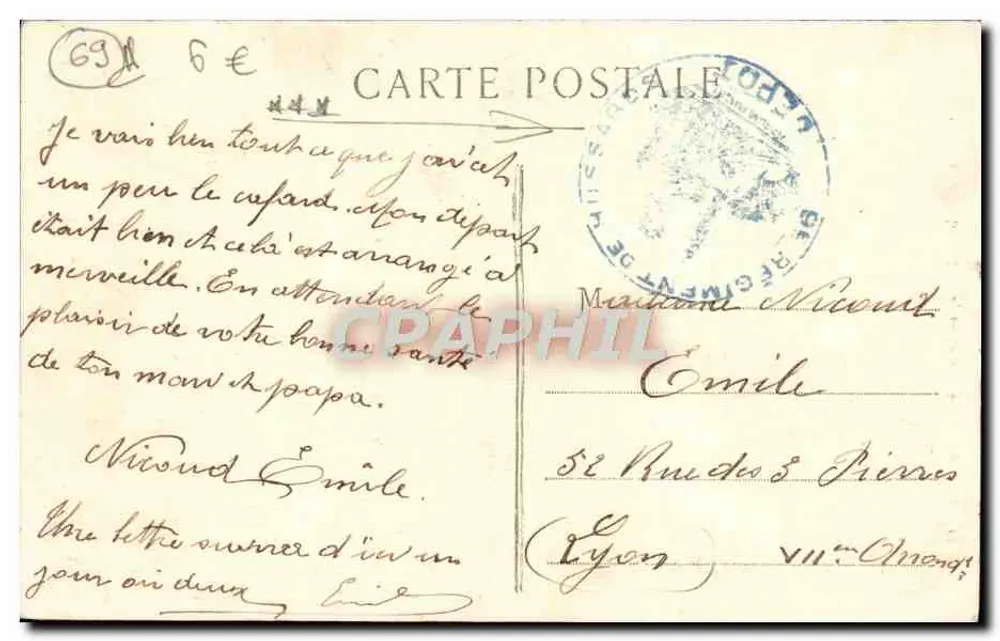 LYON — A Estátua da República — E.C.L. - Verso