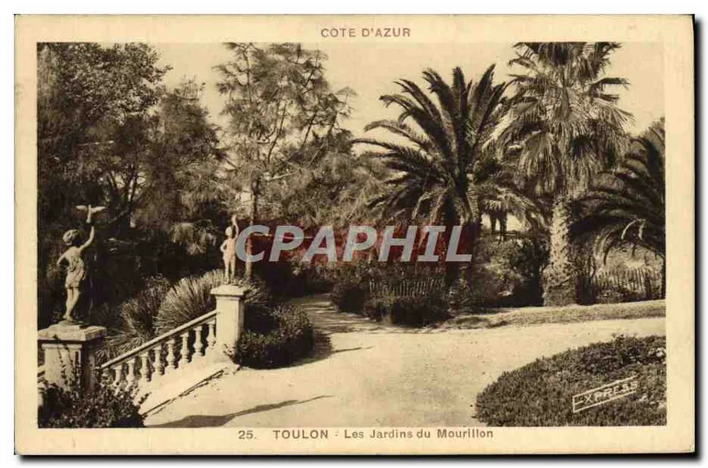 Toulon - Os Jardins do Mourillon — Costa Azul, editor L'Express, n°25 - Frente