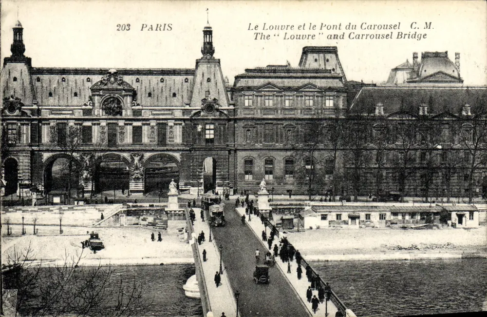 O Louvre e o Pont du Carrousel — Paris — C. M. n° 203 - Frente