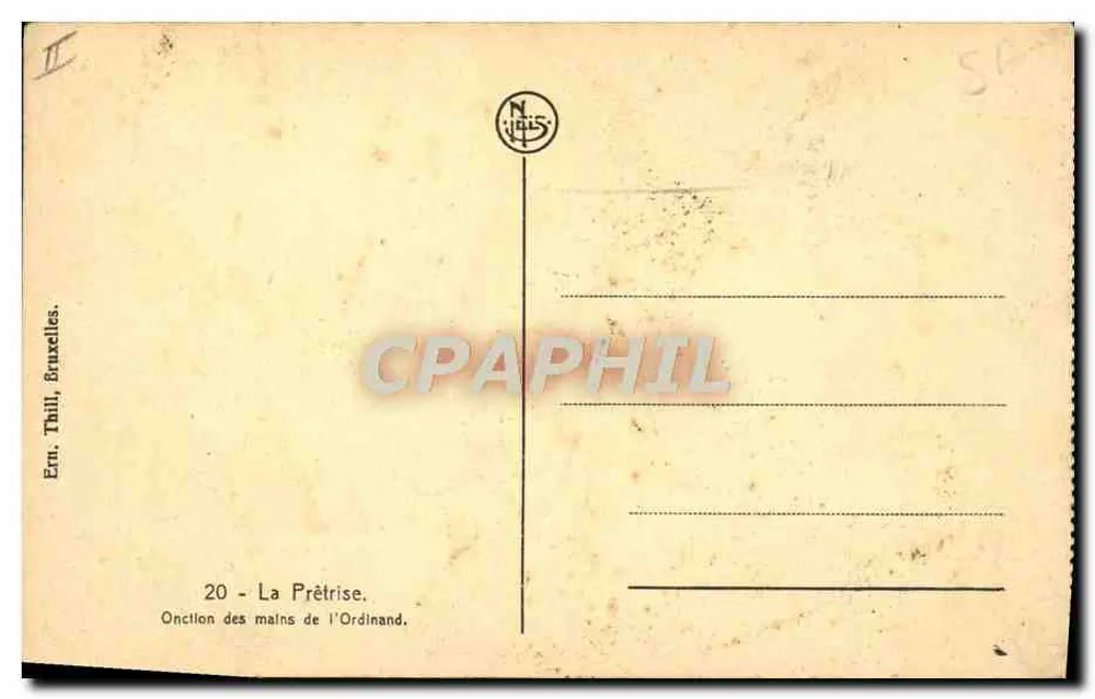 Handauflegung des Ordinanden — Edition Thill, Brüssel, Nr. 20 - Rückseite