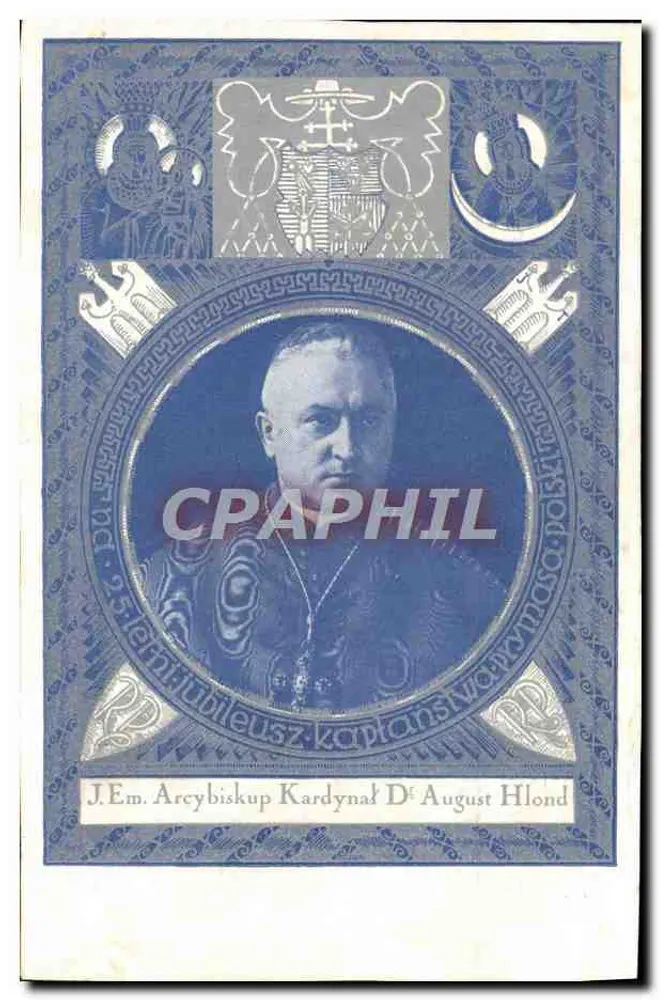 J.E.m. Arcebispo Cardeal D<sup>e</sup> August Hlond — retrato emoldurado — editor não visível - Frente