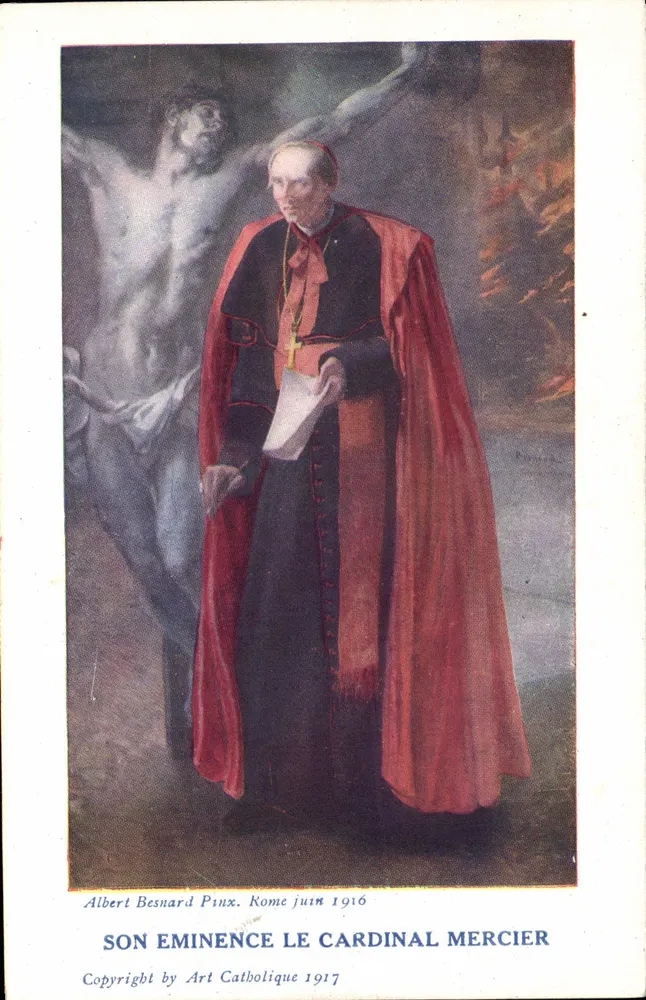 Sua Eminência o Cardeal Mercier — pintura por Albert Besnard — Art Catholique 1917 - Frente
