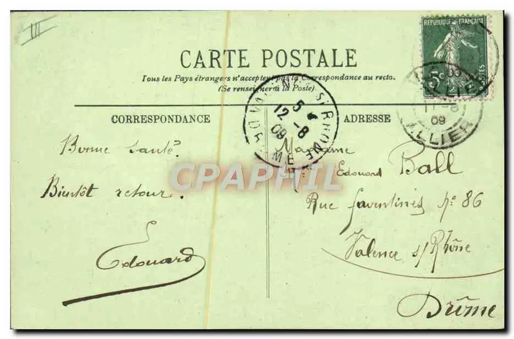 Vichy — A Fonte do Hospital — LL. n° 314 - Verso