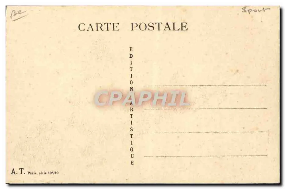 Frau in grünem Kleid Schlittschuh laufend — Schlittschuhbahn — A.T. Paris, Serie 108/10 - Rückseite