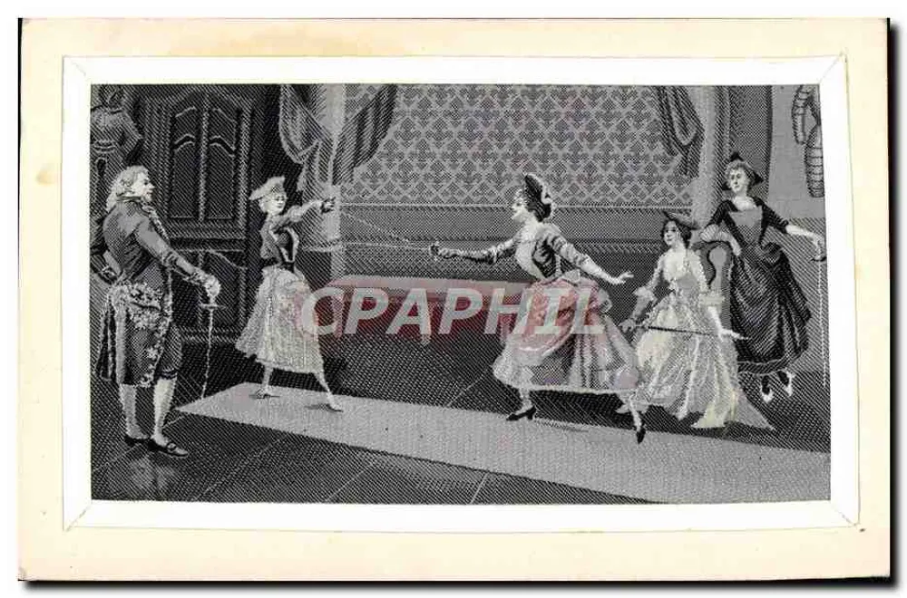 Scène de bal — costumes du XVIIIe siècle — éditeur non identifié - Recto