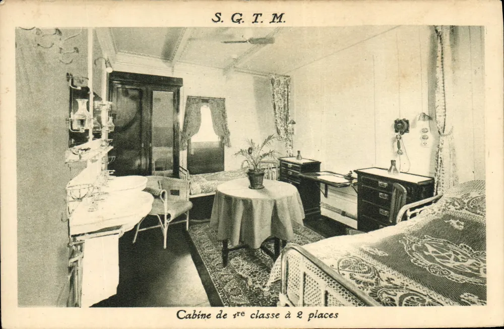 Zweipersonen-Kabine der 1. Klasse — S.G.T.M. — Société Générale de Transports Maritimes - Vorderseite