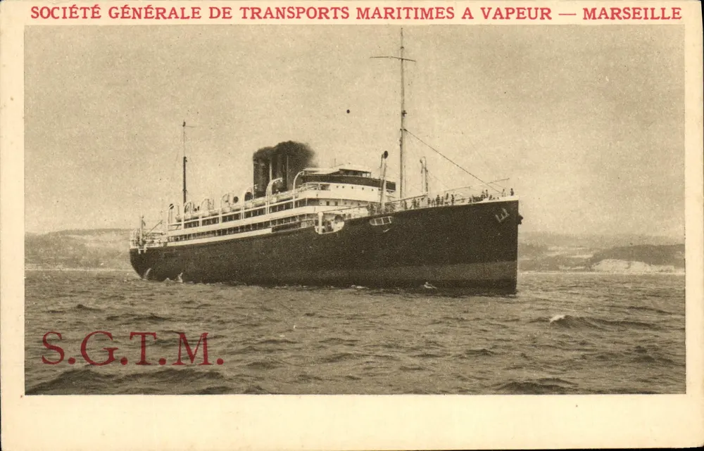 Navio a vapor da Sociedade Geral de Transportes Marítimos a Vapor — Marselha - Frente