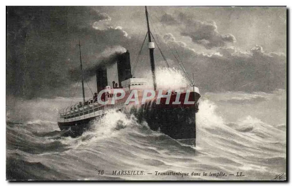 Marseille — Transatlantischer Dampfer in Sturm — LL. n°76 - Vorderseite