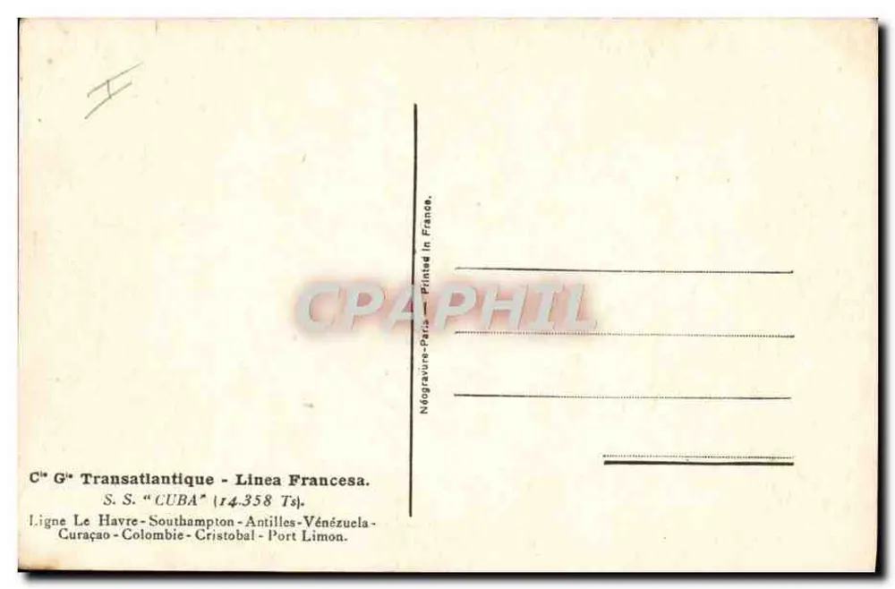 S.S. CUBA — Französische Transatlantiklinie — Nr. 358 - Rückseite