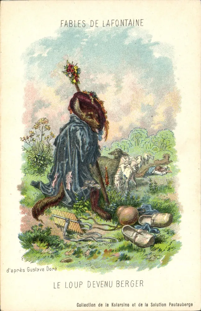 Der Wolf, der zum Schäfer geworden ist — Fabeln von La Fontaine — nach Gustave Doré - Vorderseite