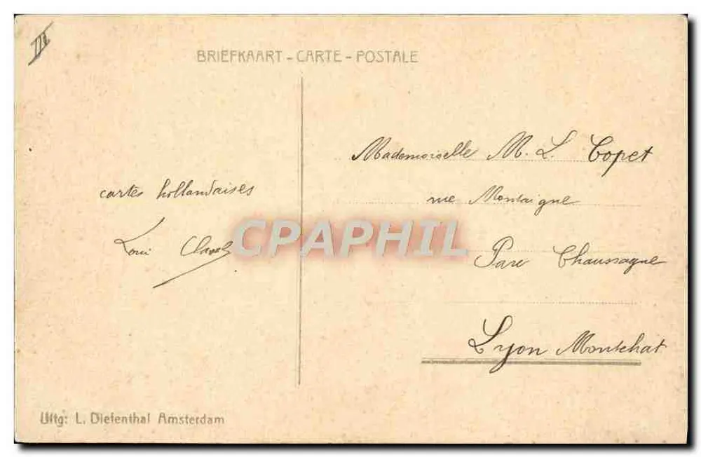 Frau im roten Schürzen — Küchen-Szene — Verlag L. Diefenthal Amsterdam - Rückseite