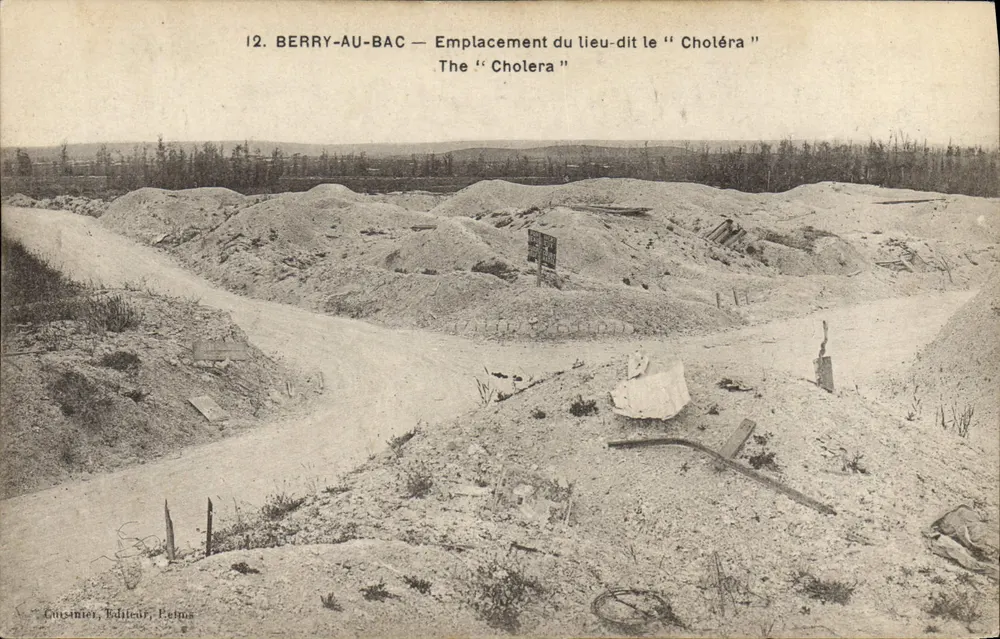 Berry-au-Bac — Lage des Ortsnamens "Choléra" — Cuzinier, Verlag, Petins - Vorderseite