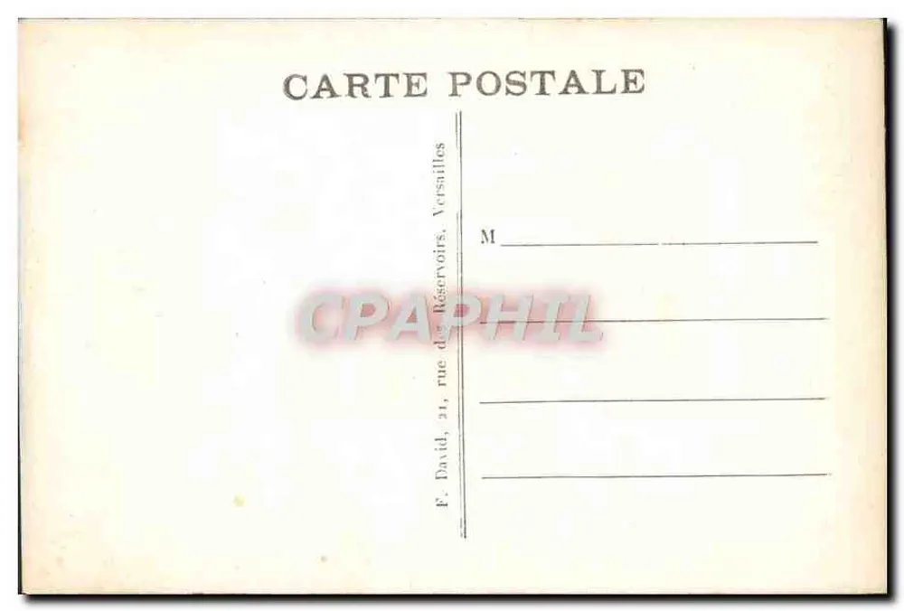 Versailles — O Grande Trianon — Sala de dormir — Editor F. David, 21 rue des Réservoirs, Versailles - Verso