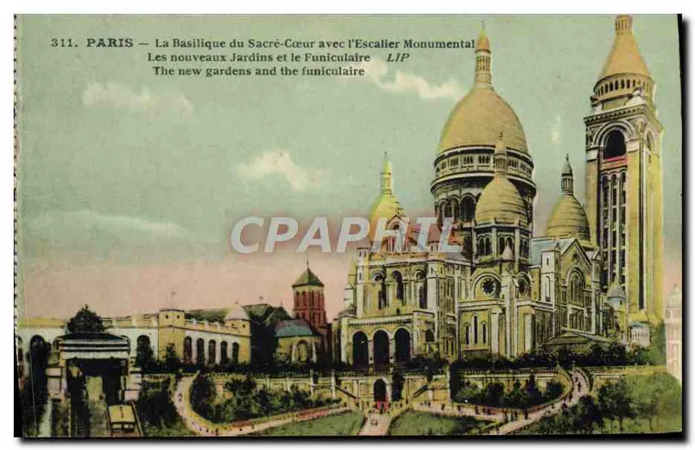 Paris — Die Basilika des Heiligen Herzens mit der monumentalen Treppe — Éditions Artistiques LIP n°311 - Vorderseite
