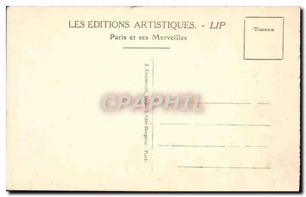 Paris — Die Basilika des Heiligen Herzens mit der monumentalen Treppe — Éditions Artistiques LIP n°311 - Rückseite