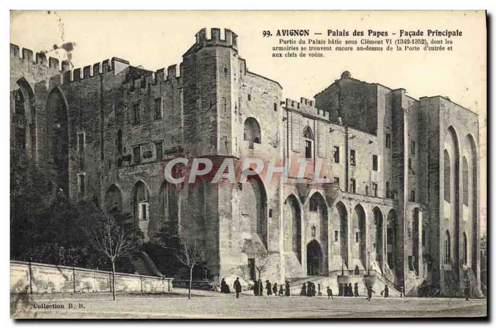 Avignon — Palácio dos Papas — Fachada Principal — Parte construída sob Clément VI (1342-1352) - Frente