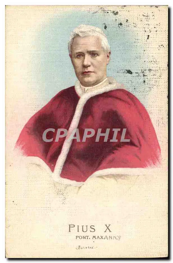 Papa Pio X — Retrato em robe vermelha — editor desconhecido, número de série não visível - Frente
