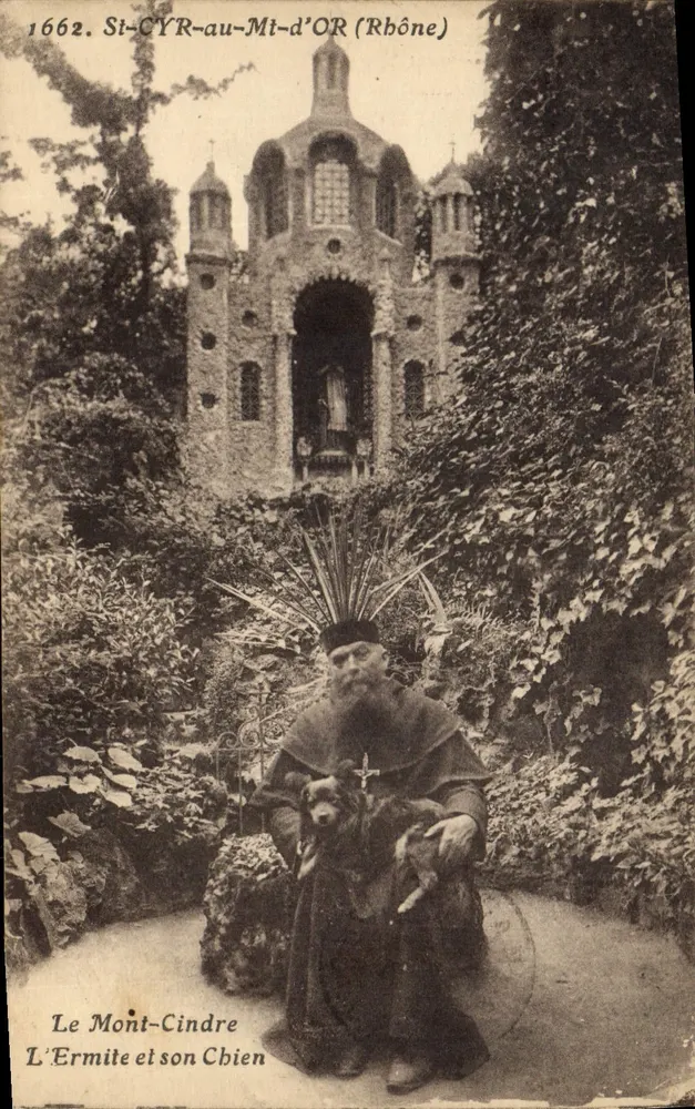 Saint-Cyr-au-Mont-d'Or (Rhône) — O eremita e seu cão — X. Coutagny, edição 36, r. P. Hugo, Lyon - Frente