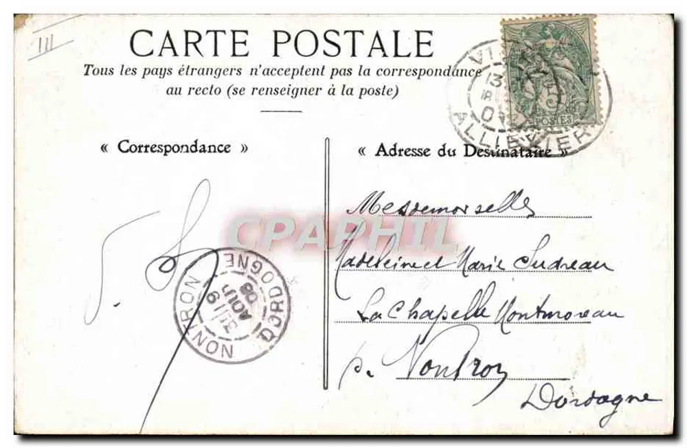 Vichy - Fonte do Hospital — Pain Fougeron, Paris & Vichy — editor desconhecido - Verso