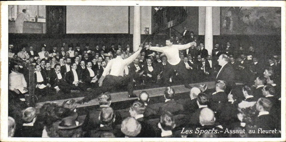 De Sporten — Zwaardvecht — voorstelling in een theaterzaal - Voorkant