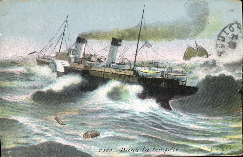 Navio a vapor — Na tempestade — L.V. & Cie, n° 3569 - Frente