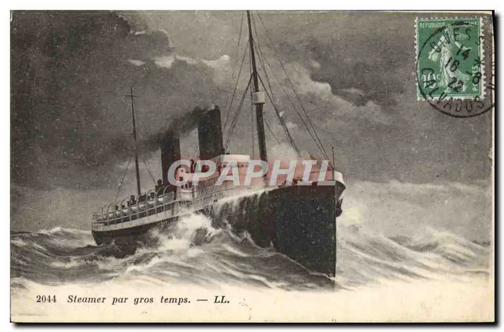 Navio a vapor em tempo de tempestade — LL. — LL. (editor) - Frente