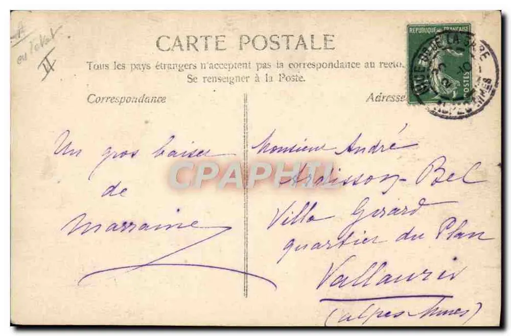 Sujeito: André — Carte postale artística com retratos femininos nas letras — editor F. 2068/46 - Verso