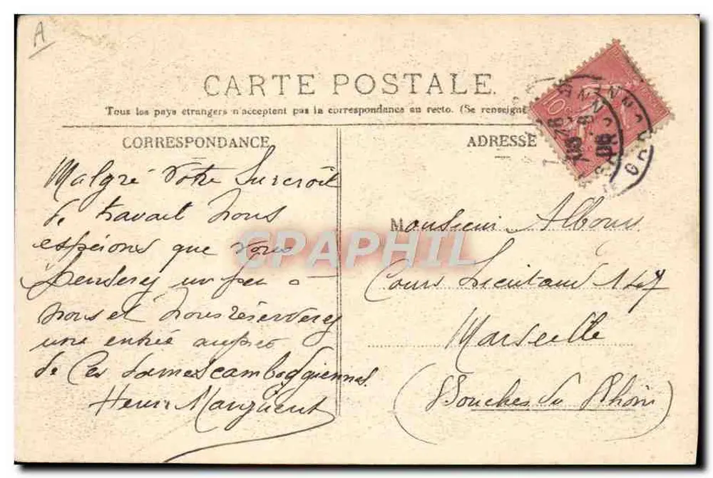 Albert — Carta postal decorativa com letras formadas por retratos femininos — editor desconhecido - Verso