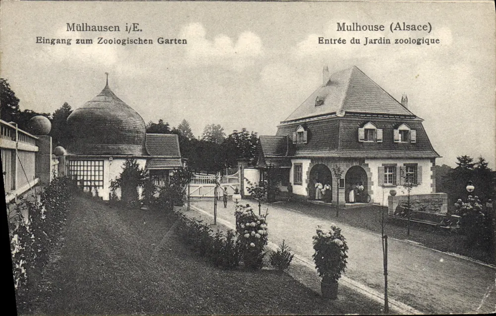 Mulhouse (Elsass) — Eingang zum Zoologischen Garten — Felix Lubb, Straßburg - Vorderseite