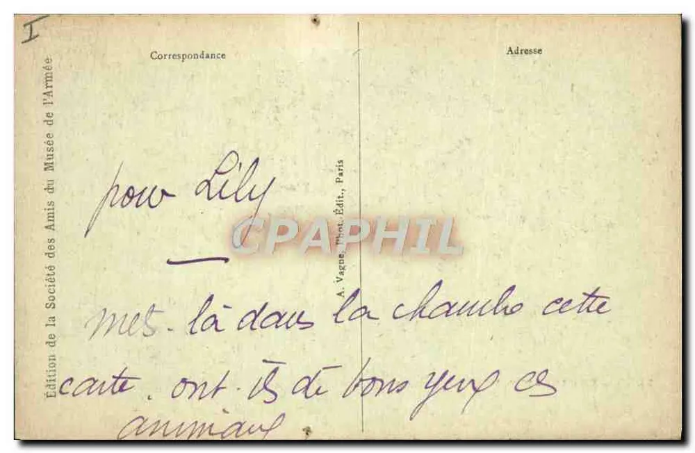 Hund und Pferd Napoleons — Musée de l'Armée — Verlag J. H. - Rückseite