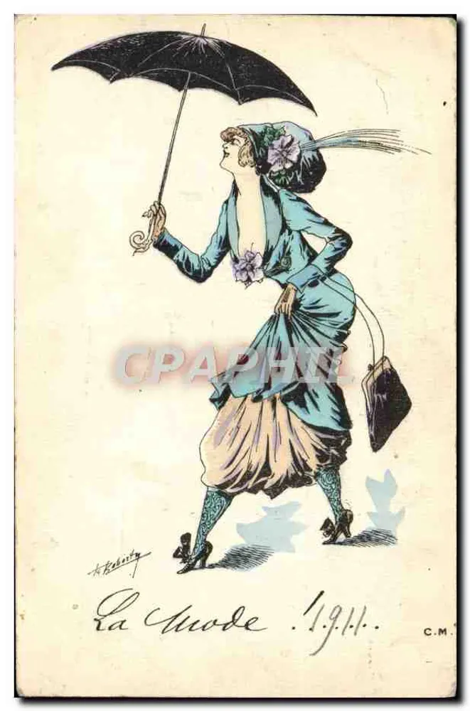 Frau mit Schirm — Mode 1911 — C.M. Paris Serie 32 - Vorderseite