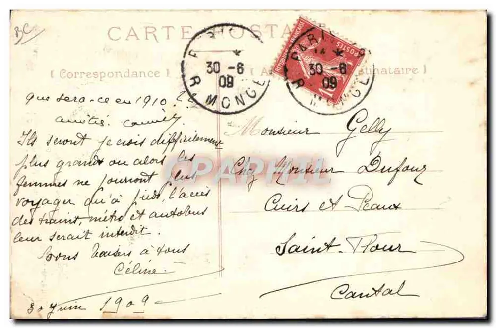 Modeller Hut — Mode im Jahr 1909 — Iré Gourire N°127 - Rückseite
