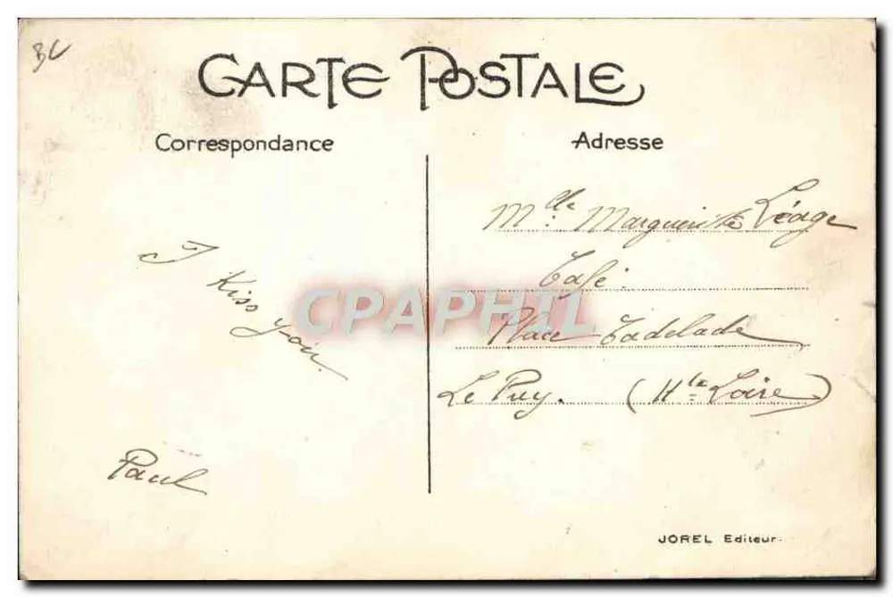Eine Frau in eleganter Kleidung — humoristische Szene mit Salz- und Wasserkrug — Éditeur JOREL, n°3 - Rückseite