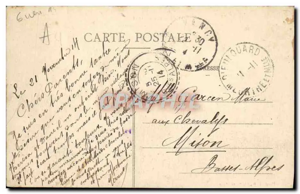 Deutsche Gefangene — Léonville — Laurière Photo, D. H., 13, Pl. de Péglin - Rückseite