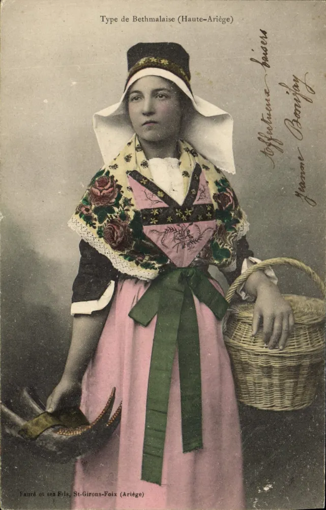 Kobieta z Bethmali (Wysokie Ariège) — tradycyjny strój — Fauré & synowie, St-Girons-Foix (Ariège) - Awers