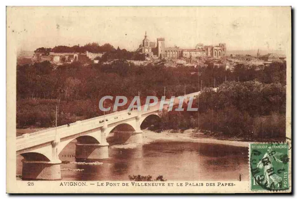 Avignon — Die Brücke von Villeneuve und das Palast der Päpste - Vorderseite