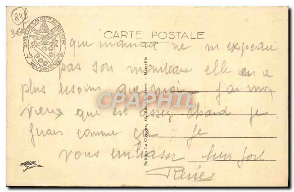 Avignon — Das Rathaus und das Theater — Edition La Cigogne, 18, Rue Gaudéves — Marseille - Rückseite