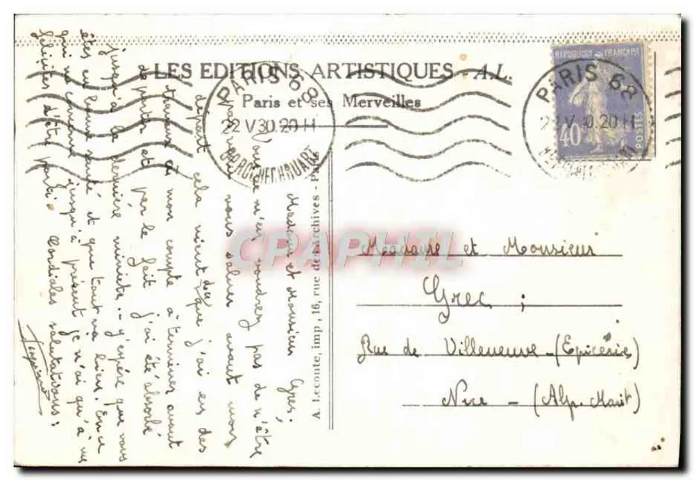 París - La Cámara de los Diputados — A.L. — Editor A.L. - Reverso