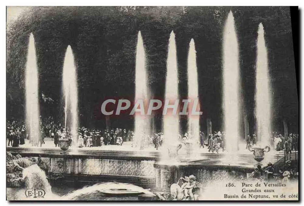 Neptunbecken, Park von Versailles — Grandes Eaux, Ansicht von der Seite — E.D. n°186 - Vorderseite