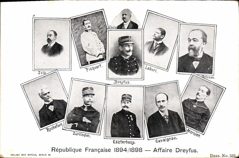 Questão Dreyfus — República Francesa 1894/1898 — Verlag Max Marcus, Berlim W., Desenho No. 533 - Frente