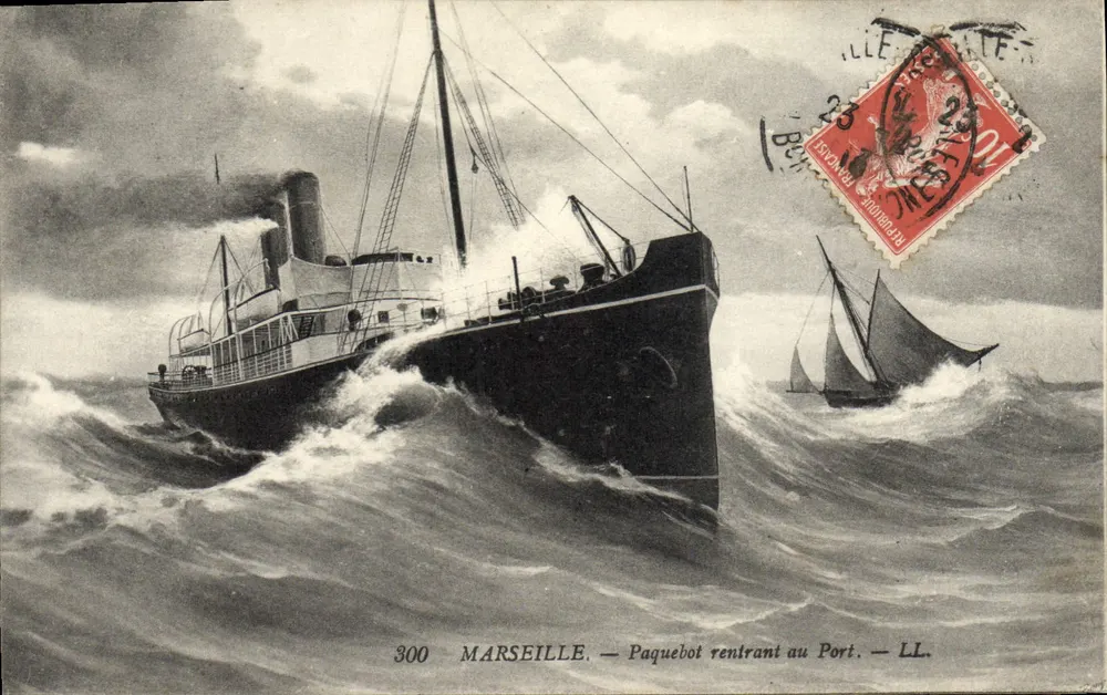 Marseille — Dampfschiff, das in den Hafen einläuft — LL. — N° 300 - Vorderseite