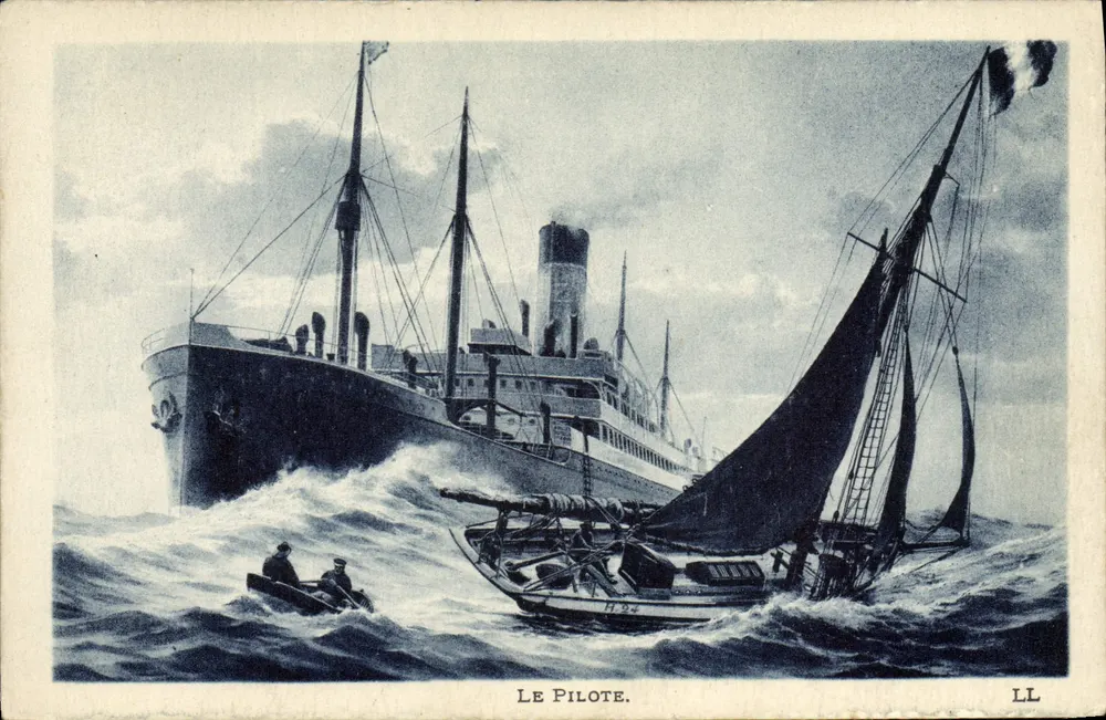 O Piloto — Navio de comércio e barco a vela — LL - Frente