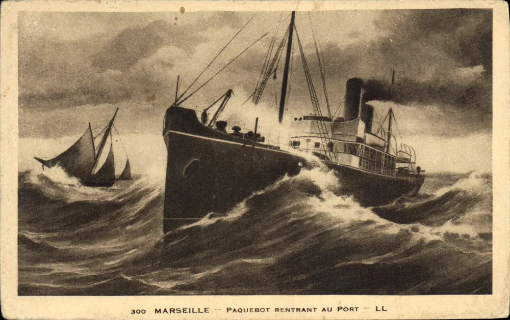 Marseille — Dampfschiff, das in den Hafen einläuft — LL — n°300 - Vorderseite
