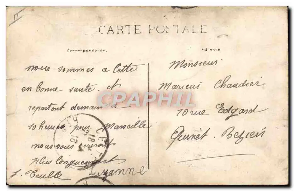 CETTE — Bateau École et le Phare — Édition E. F. n° 55 - Rückseite