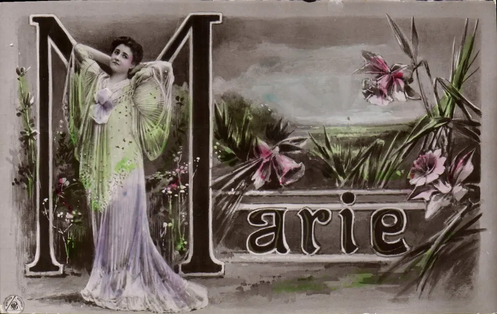 Marie — elegante Frau in Kleid im Art Nouveau-Stil — Oranotypie, Serie 398.17 - Vorderseite