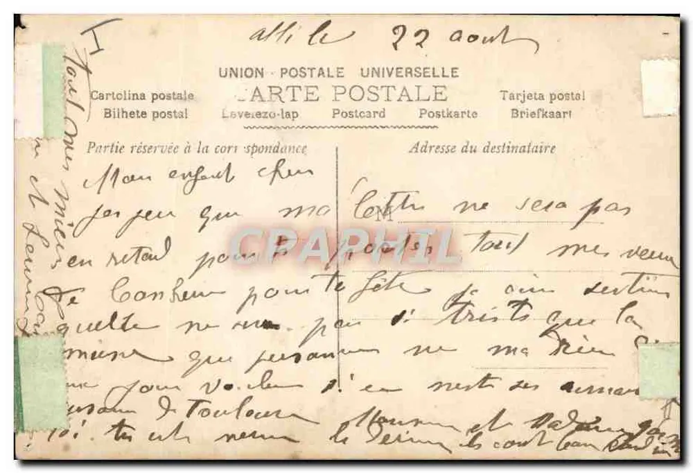 Femme en robe ornée — scène de studio avec roses et lettres « LOUIS » — éditeur 'Heureuse Pète' (imprimé sur la carte) - Rückseite